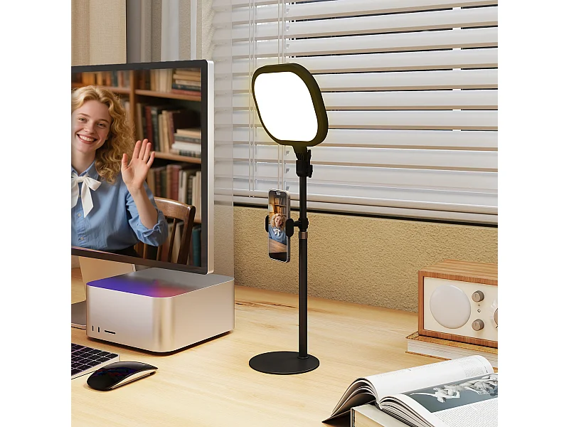 Lampada da scrivania led con porta cellulare e luce regolabile nero