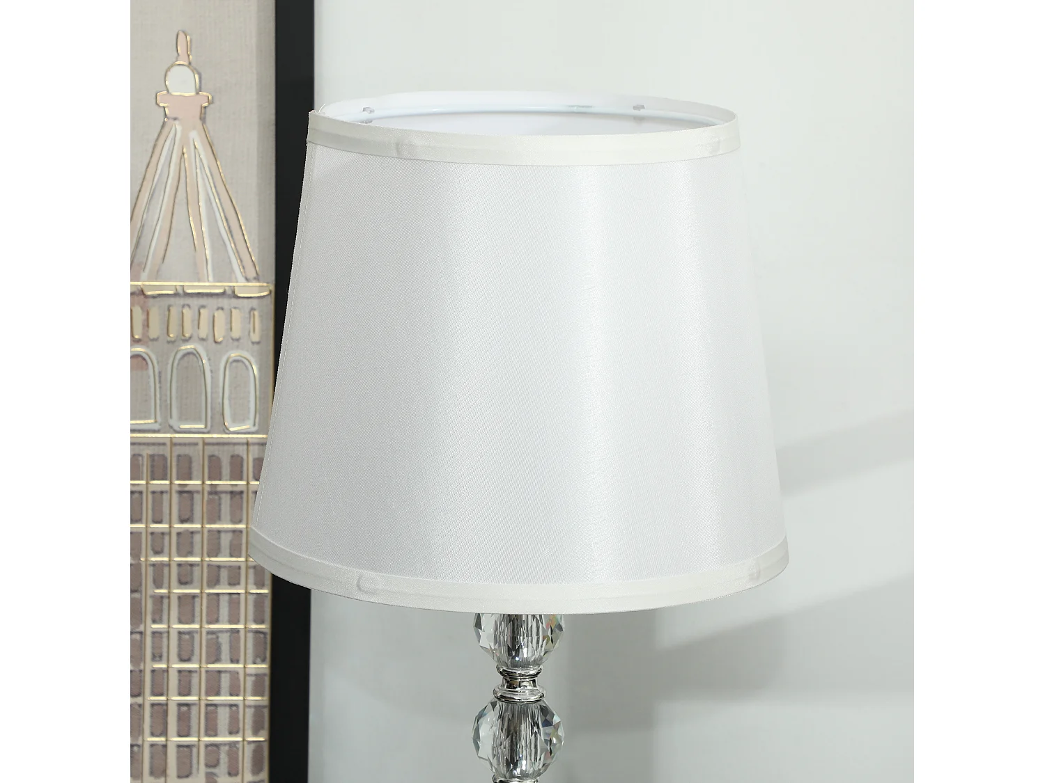 Lampada da tavolo con cristalli e porta usb bianco e argento