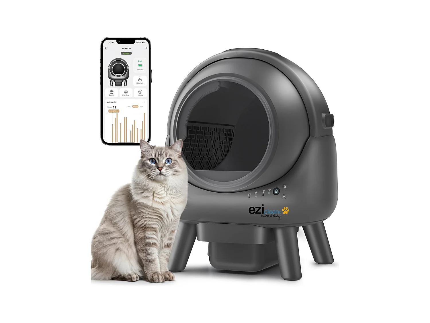 Litière autonettoyante connectée - maison de toilette pour chat eziclean® CATBOT K6i