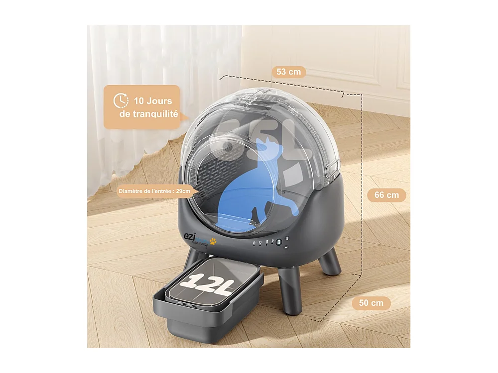 Litière autonettoyante connectée - maison de toilette pour chat eziclean® CATBOT K6i