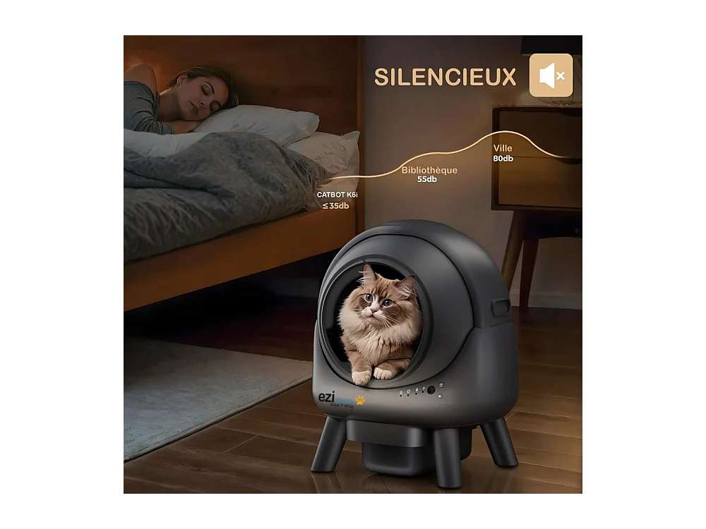 Litière autonettoyante connectée - maison de toilette pour chat eziclean® CATBOT K6i