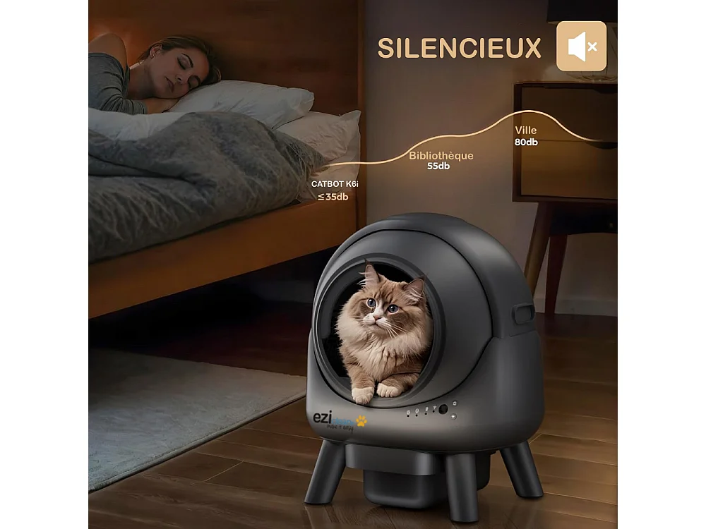 Litière autonettoyante connectée - maison de toilette pour chat eziclean® CATBOT K6i