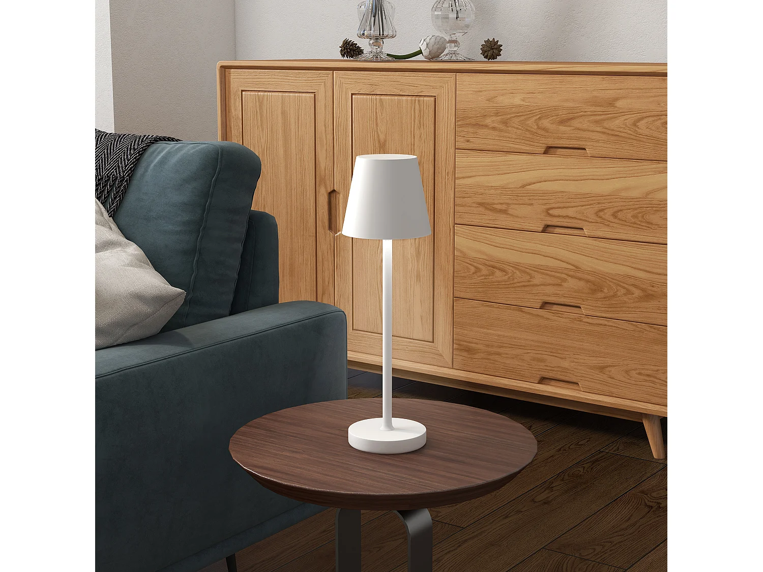 Lampada da tavolo da 3600mah in acrilico e metallo bianco