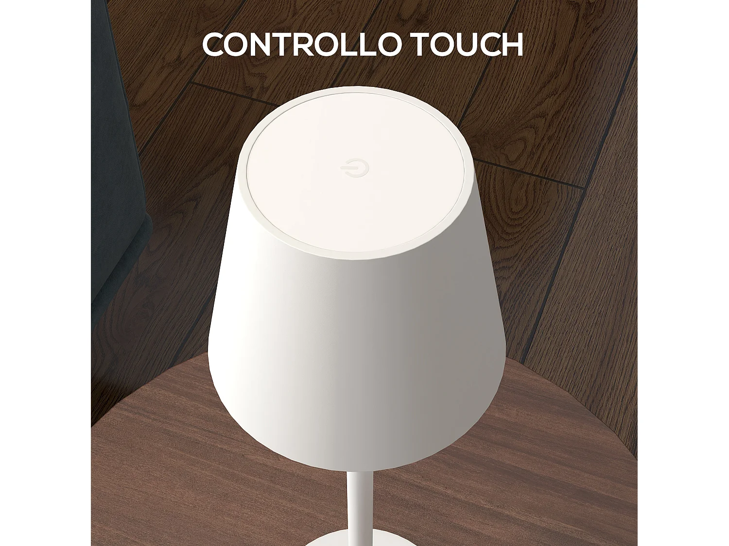 Lampada da tavolo da 3600mah in acrilico e metallo bianco