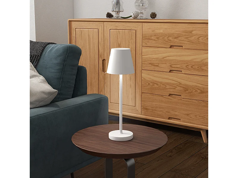 Lampada da tavolo da 3600mah in acrilico e metallo bianco