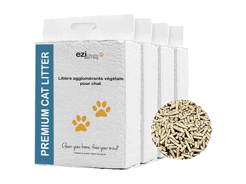 Lot de 4x litières végétales pour chat EZIclean Premium Cat Litter