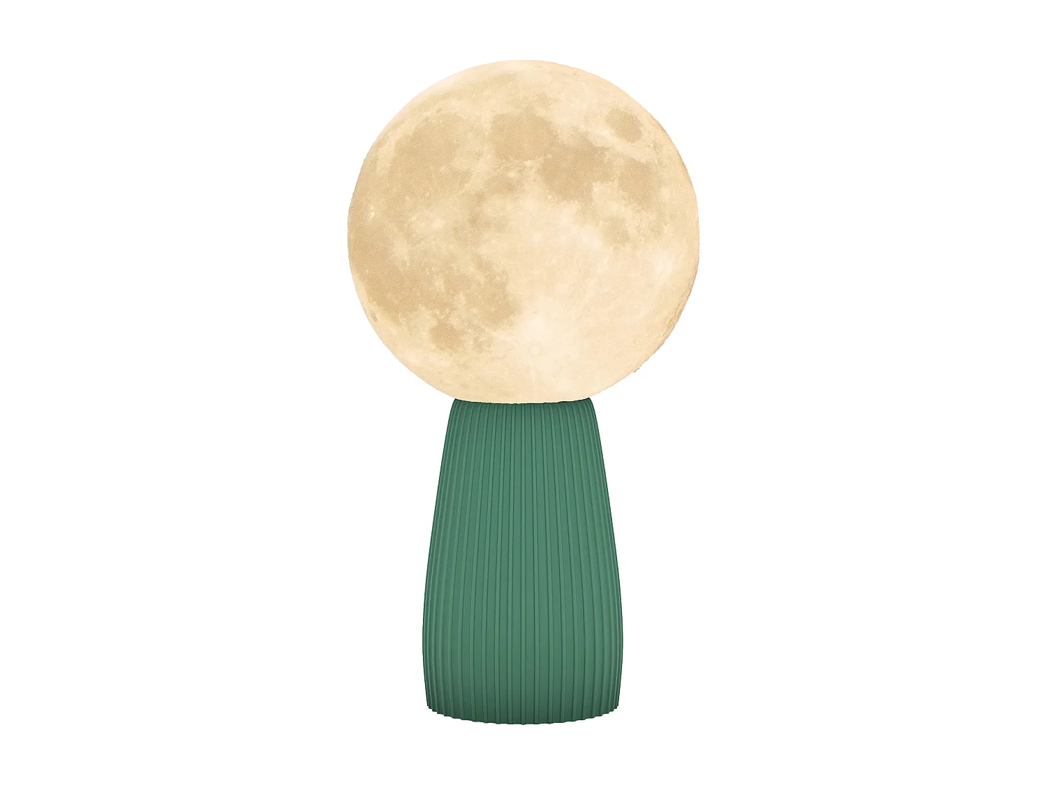 Lampada da tavolo a 3 colori a forma di luna in abs bianco verde scuro