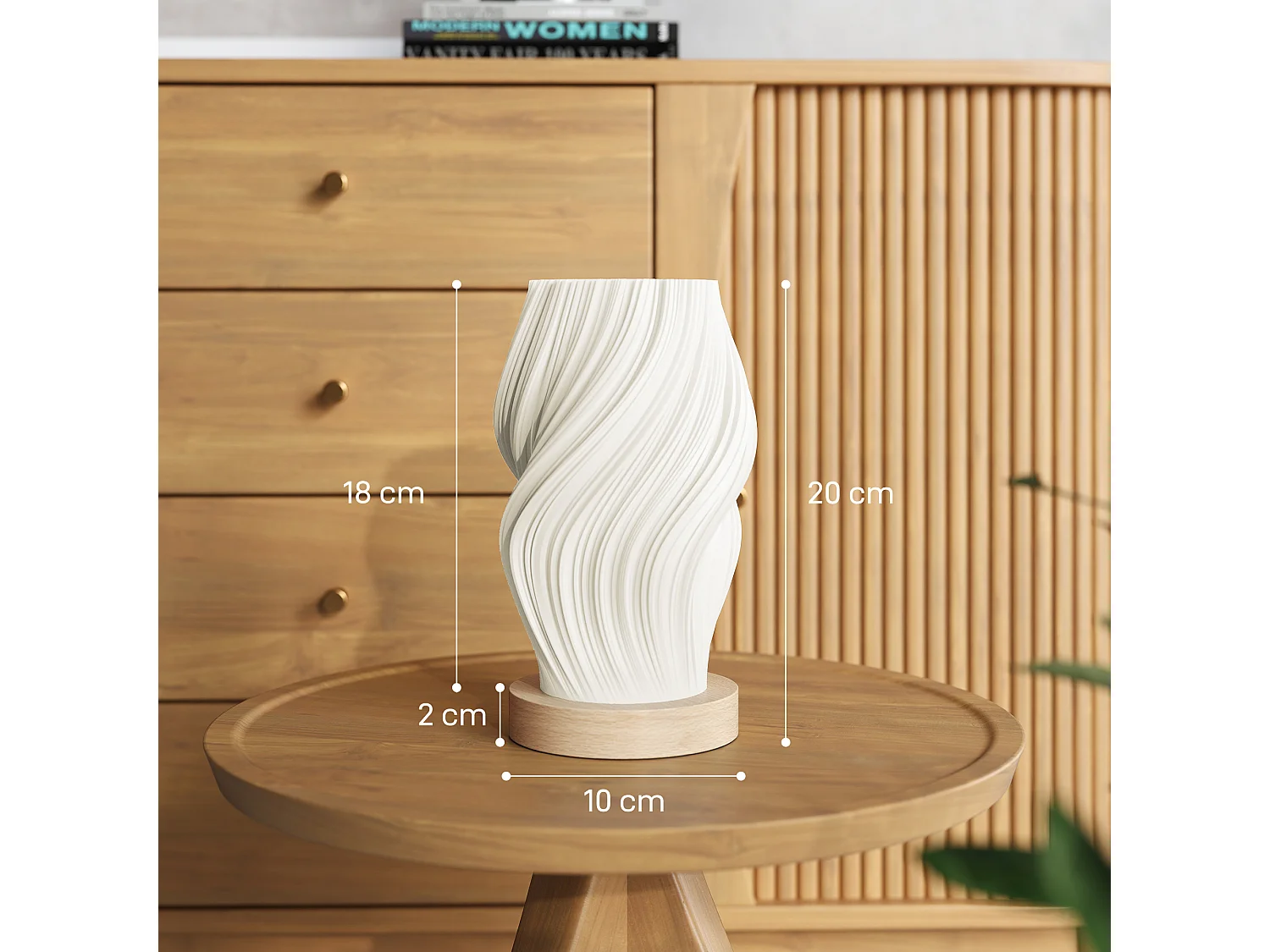 Lampada da tavolo a 3 colori con 10 luminosità in abs bianco e legno