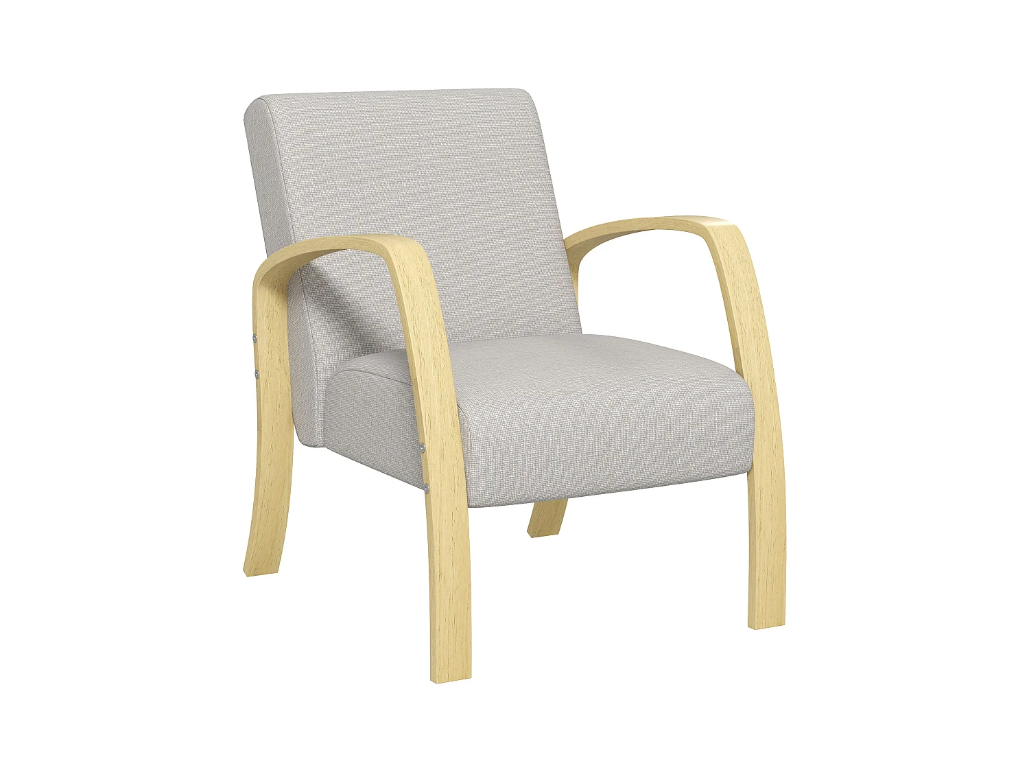 Poltroncina da camera stile scandinavo in tessuto e legno grigio