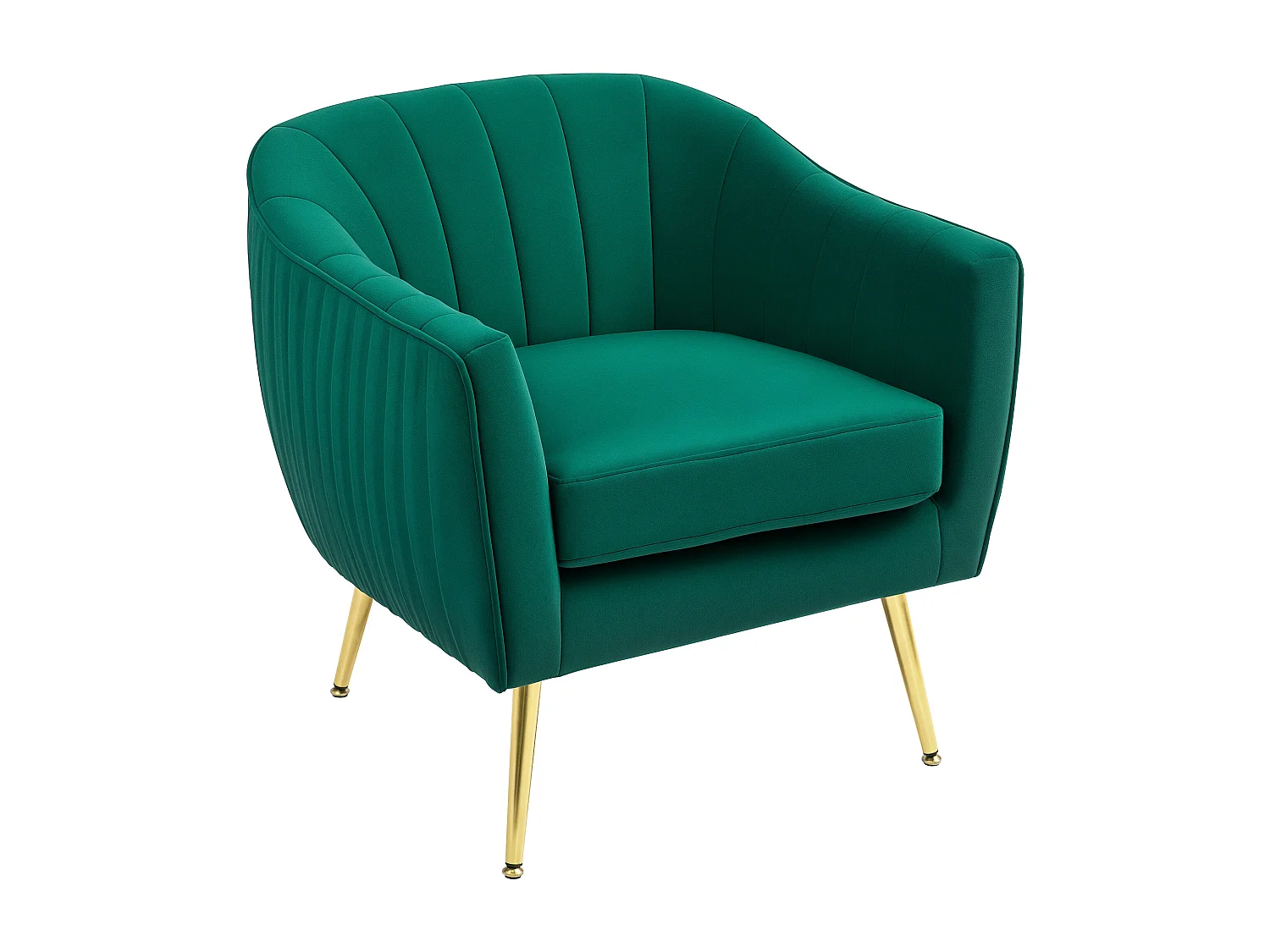 Poltrona da salotto design moderno con gambe in metallo verde