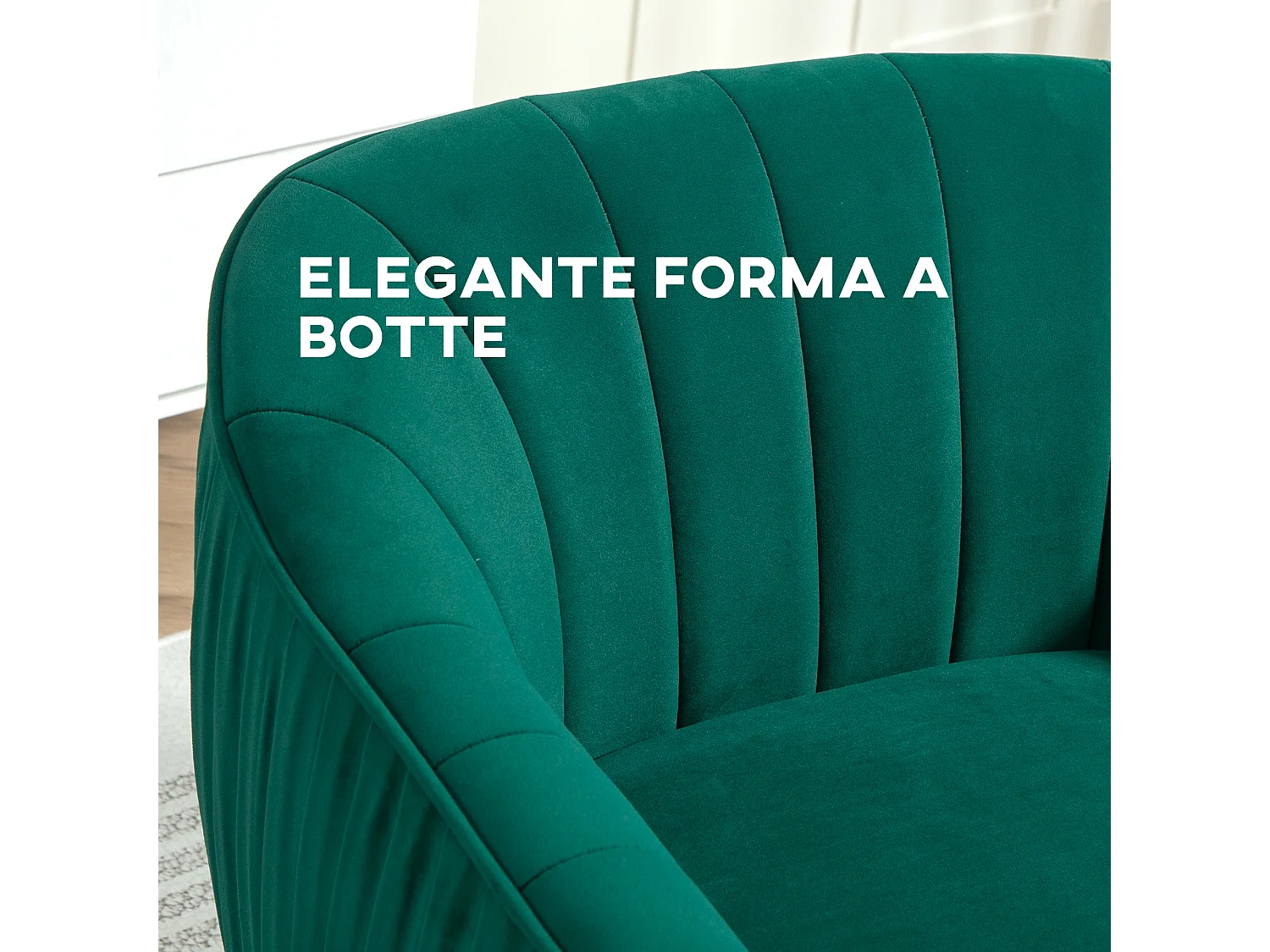Poltrona da salotto design moderno con gambe in metallo verde