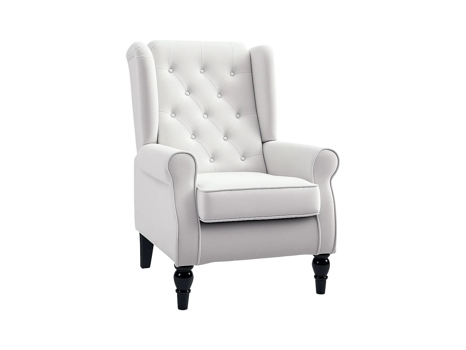 Poltrona da salotto imbottita con braccioli in tessuto bianco crema