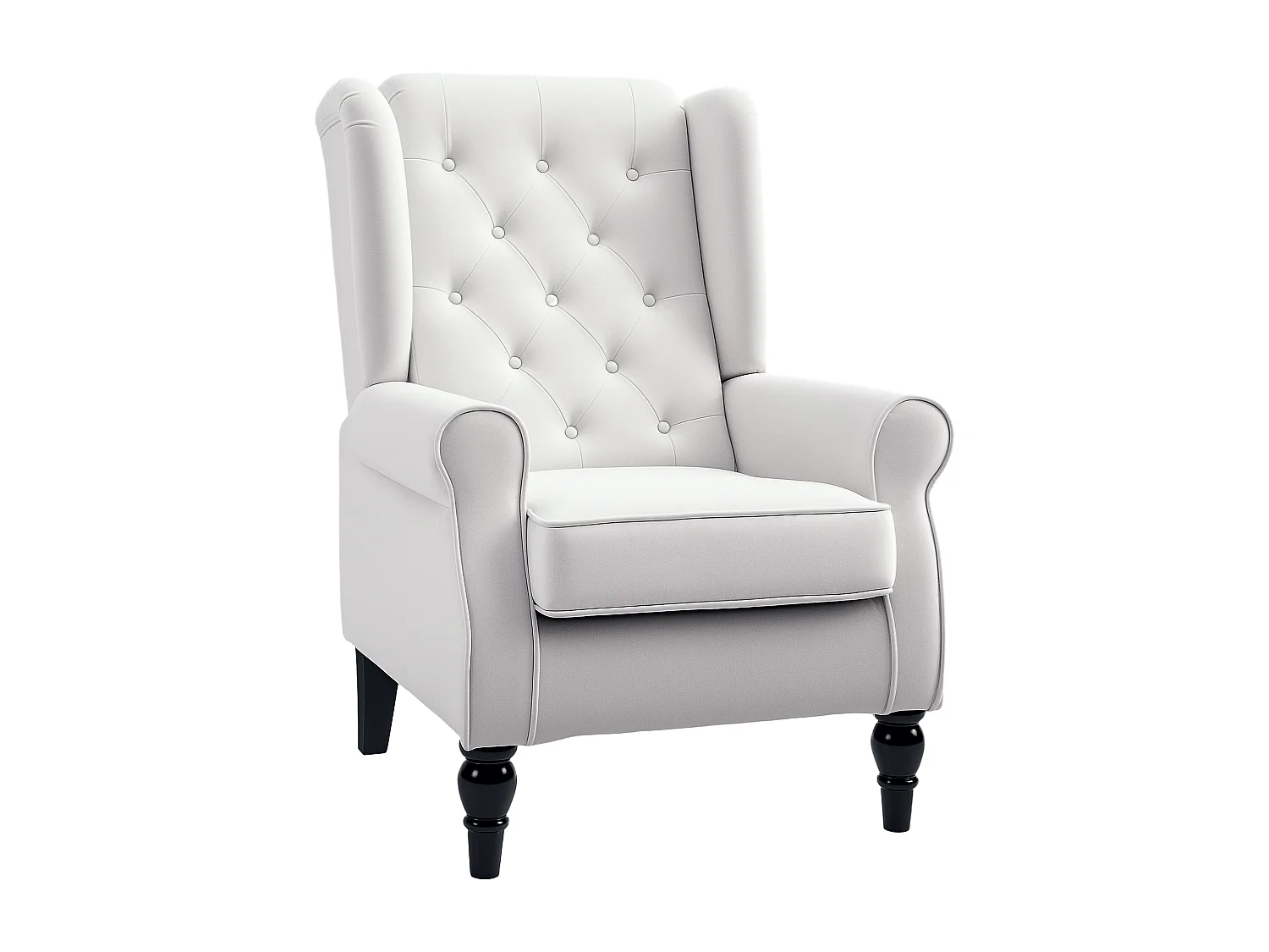 Poltrona da salotto imbottita con braccioli in tessuto bianco crema