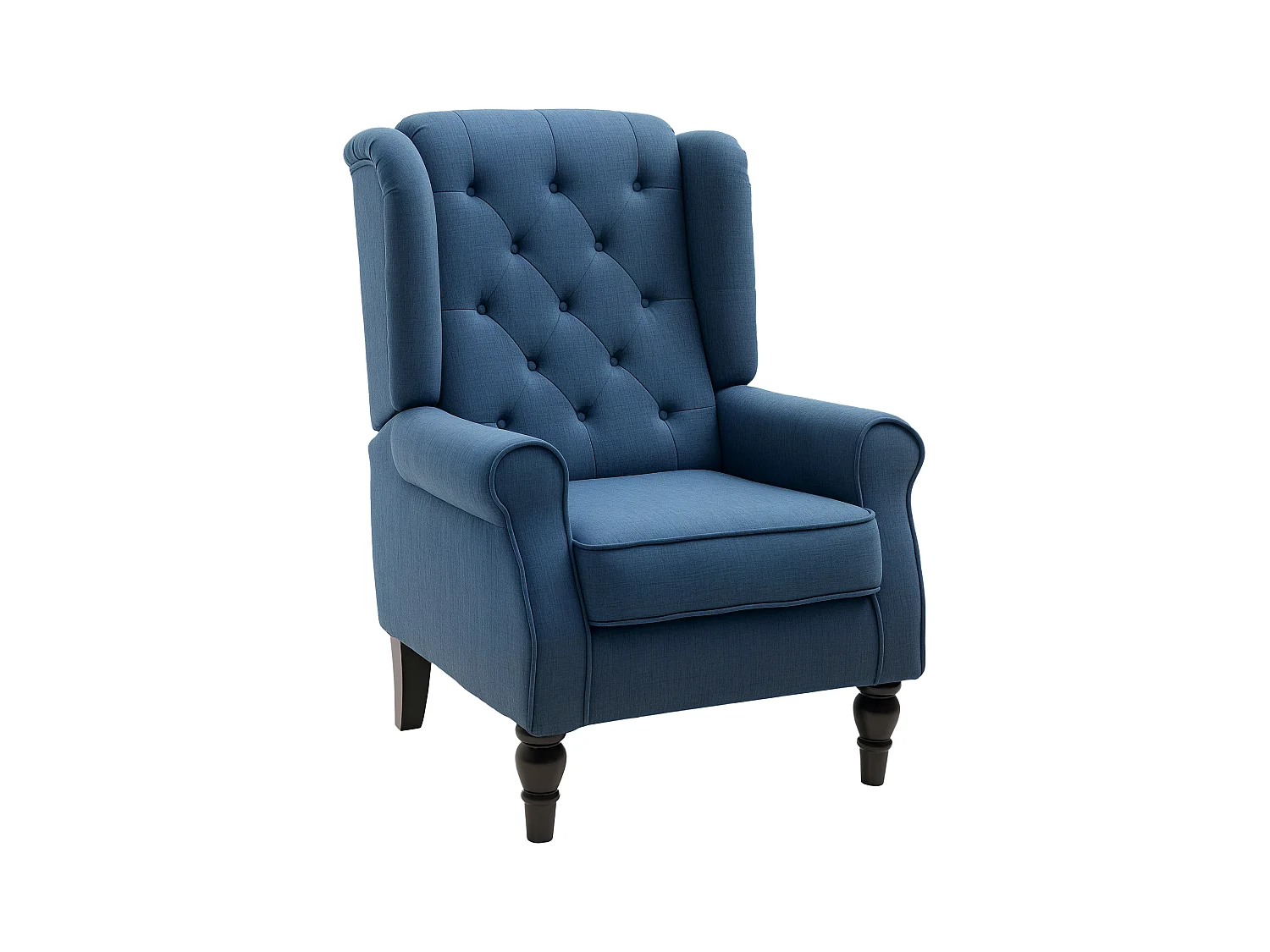 Poltrona per salotto stile francese con cuscini 74x86x102 cm blu