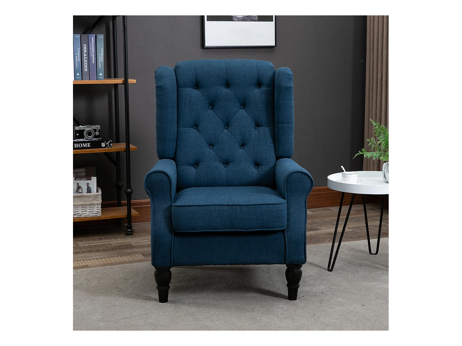 Poltrona per salotto stile francese con cuscini 74x86x102 cm blu