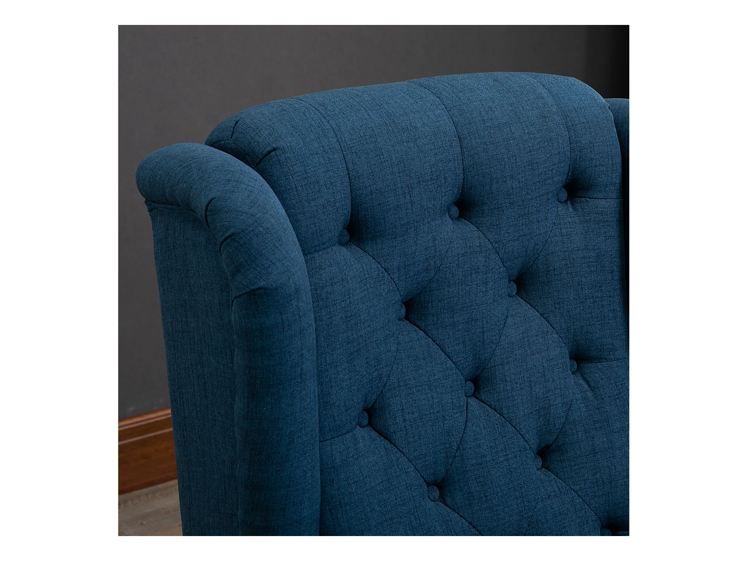 Poltrona per salotto stile francese con cuscini 74x86x102 cm blu