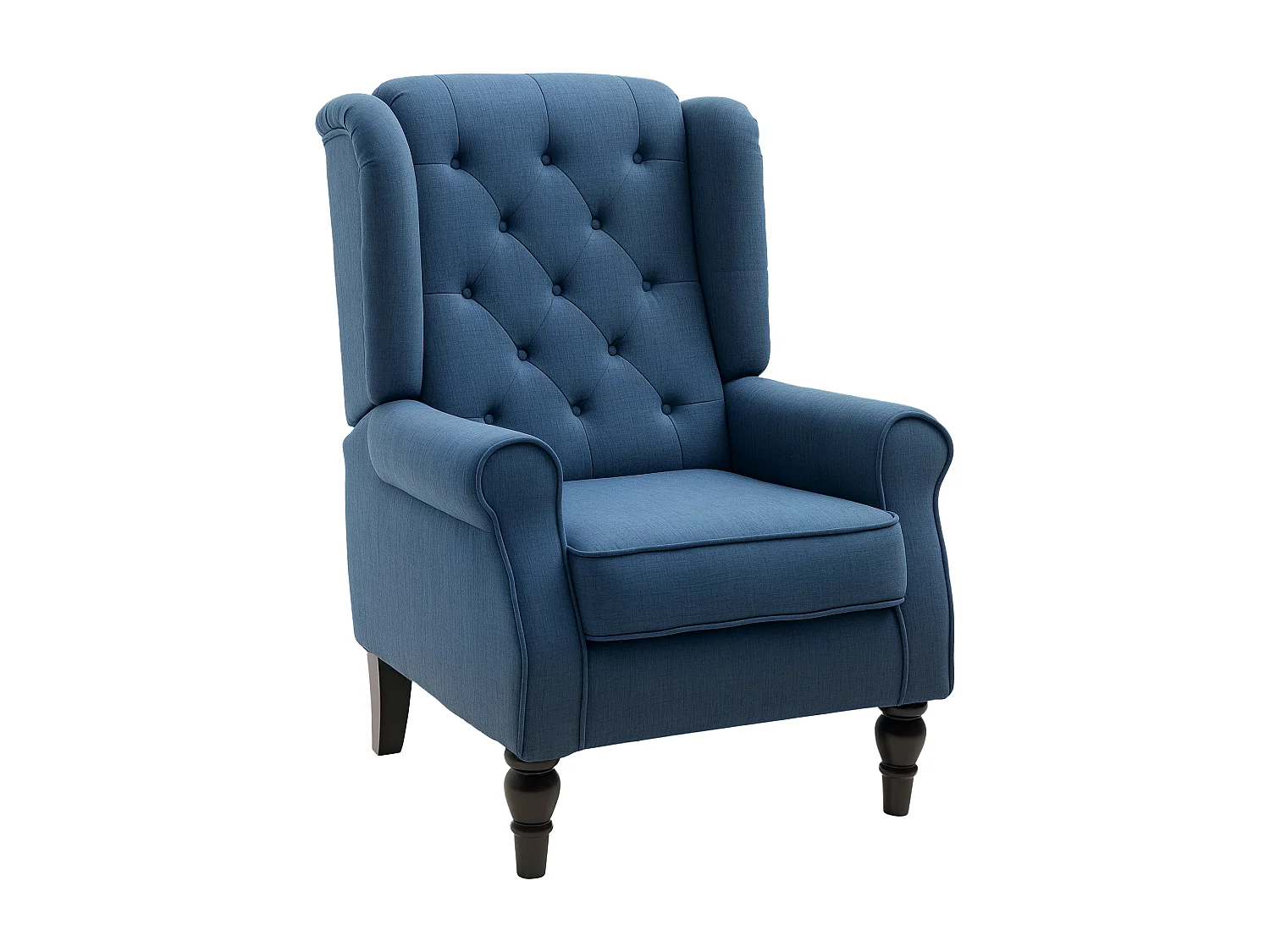 Poltrona per salotto stile francese con cuscini 74x86x102 cm blu