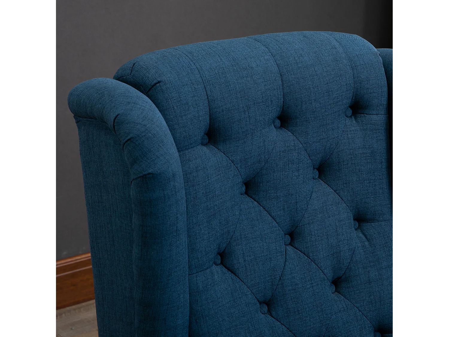 Poltrona per salotto stile francese con cuscini 74x86x102 cm blu