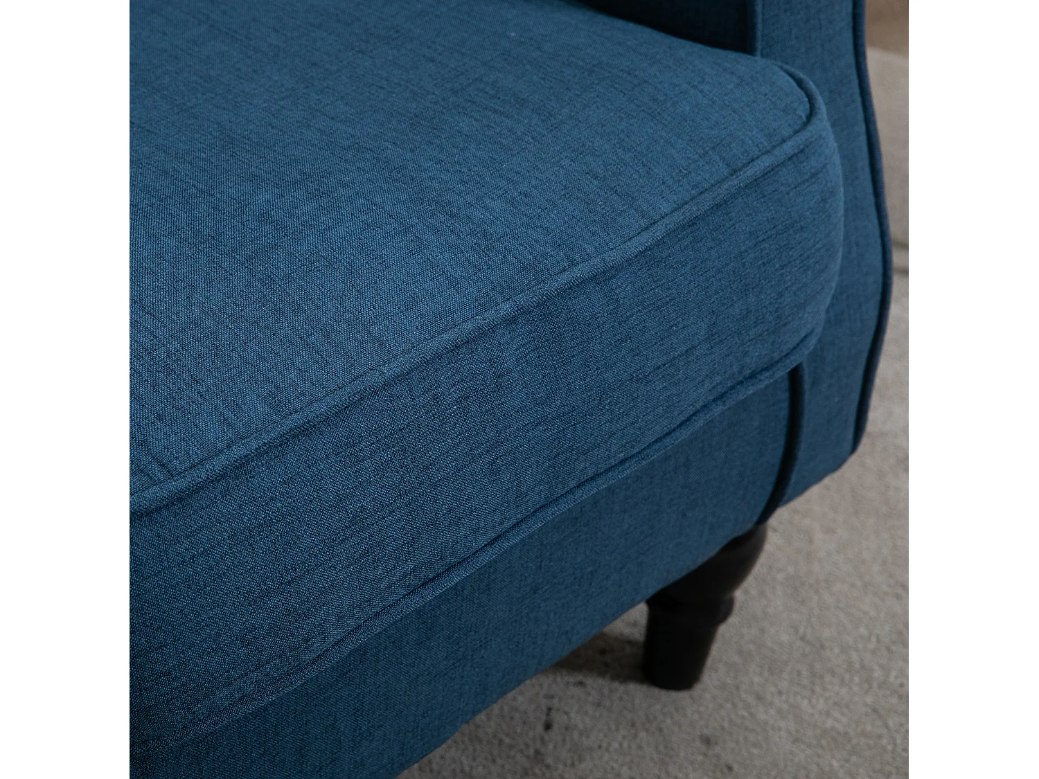 Poltrona per salotto stile francese con cuscini 74x86x102 cm blu