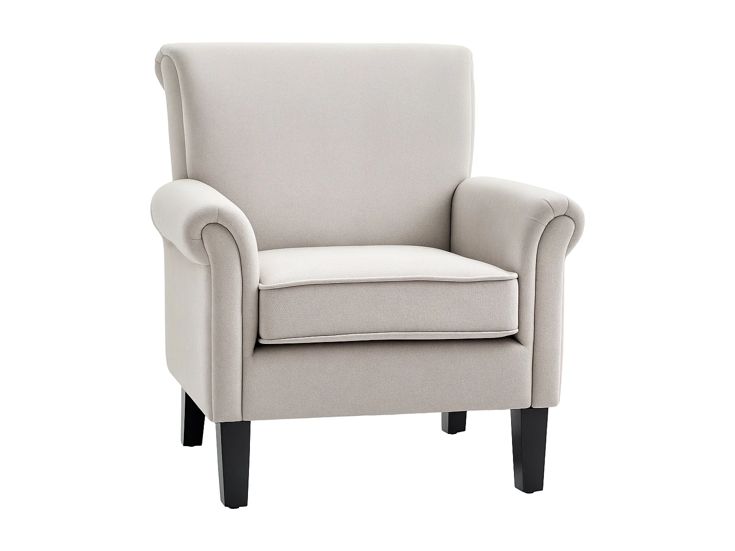 Poltrona d'arredo in stile nordico con braccioli grigio e marrone