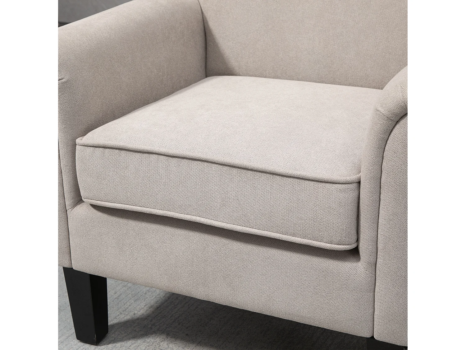 Poltrona d'arredo in stile nordico con braccioli grigio e marrone