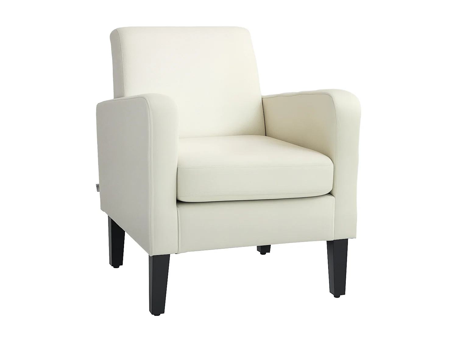 Poltroncina da camera moderna in legno e tessuto crema