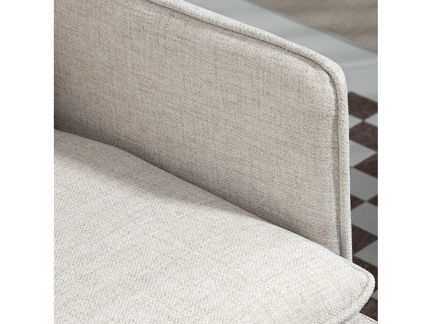 Divano 2 posti in tessuto effetto lino con cuscini bianco crema