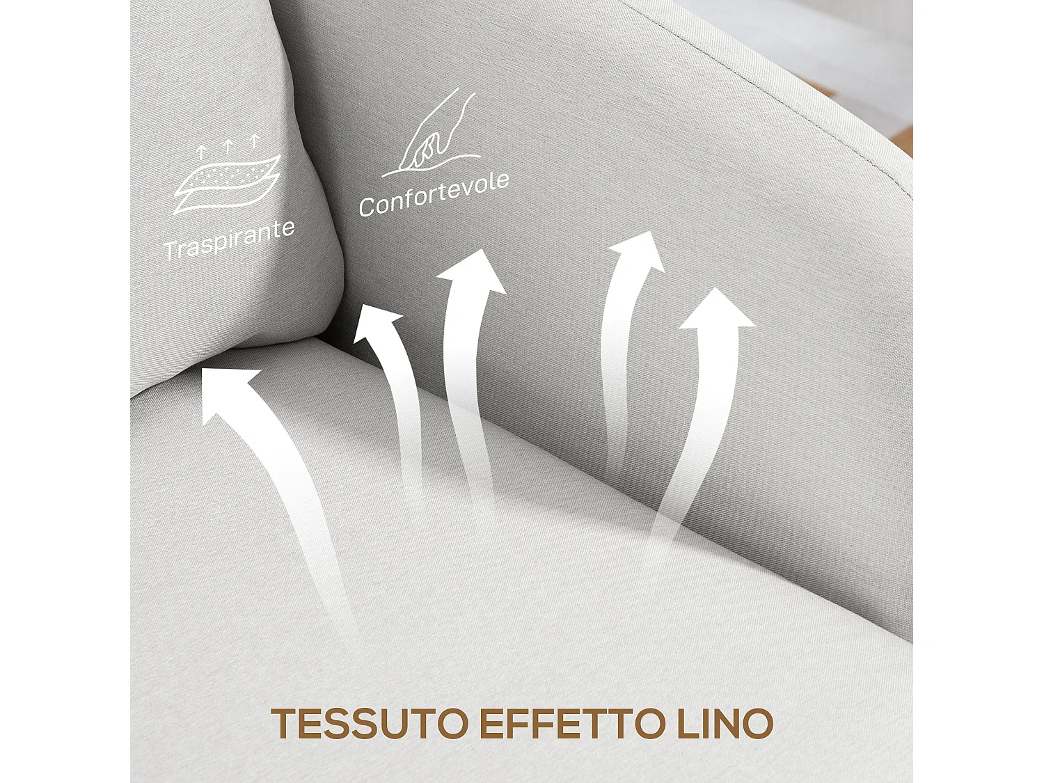 Poltrona da salotto moderna con imbottitura spessa in tessuto crema