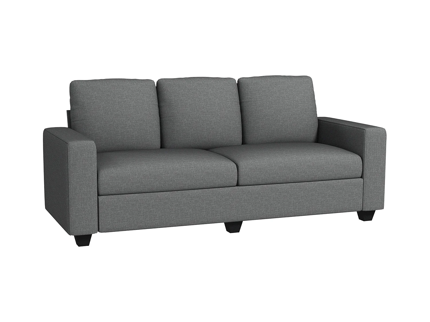 Divano 3 posti in tessuto effetto lino 237x94x102cm grigio