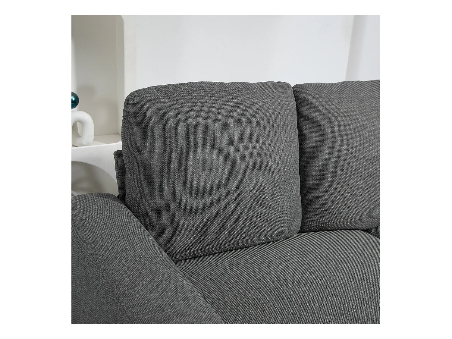 Divano 3 posti in tessuto effetto lino 237x94x102cm grigio