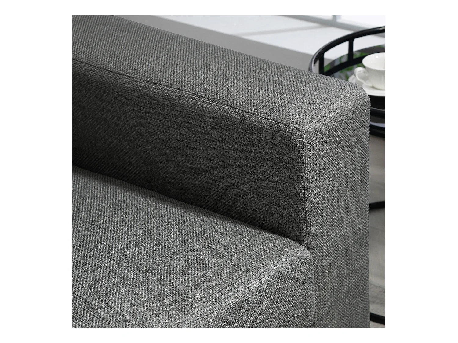 Divano 3 posti in tessuto effetto lino 237x94x102cm grigio