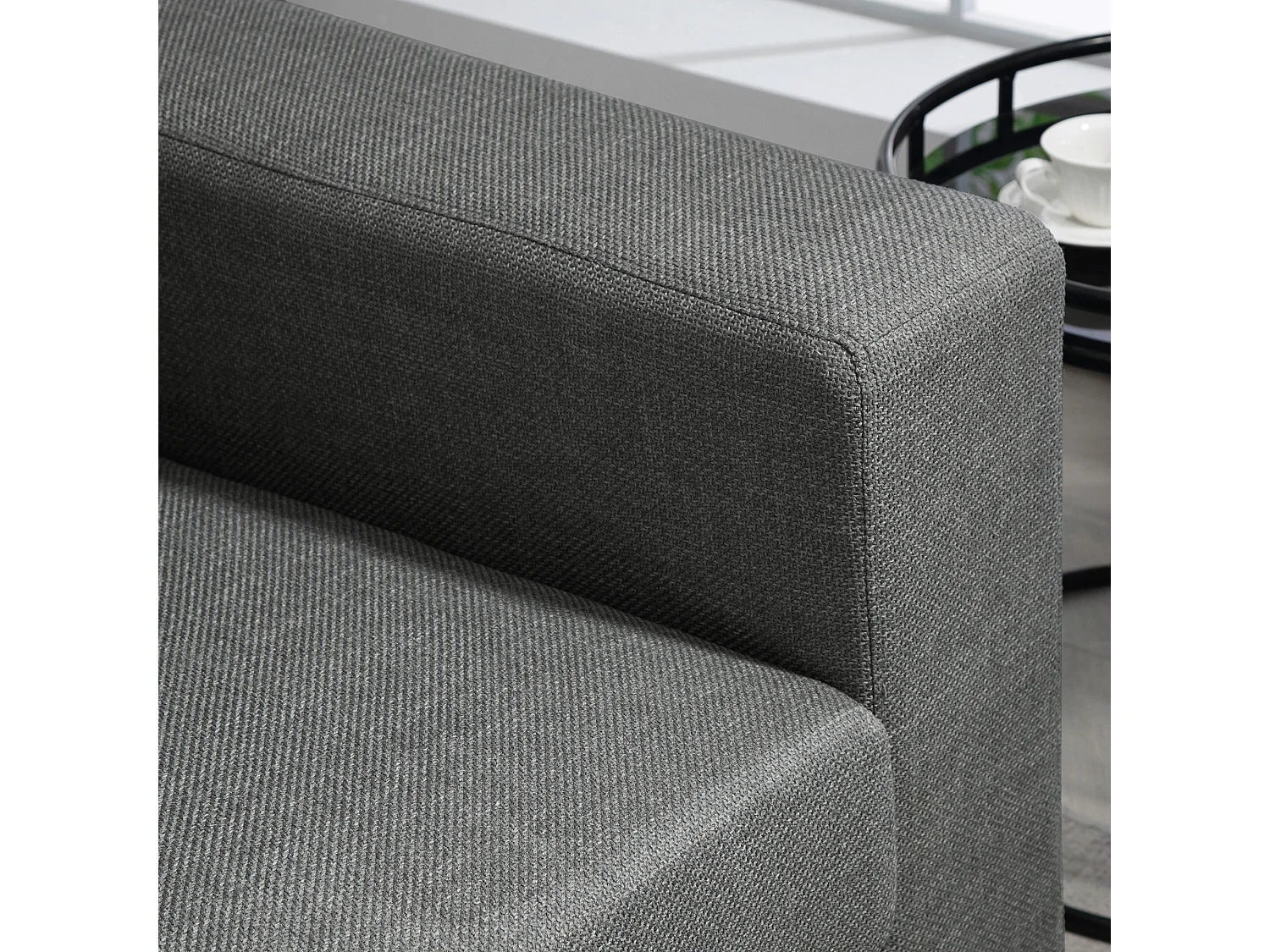 Divano 3 posti in tessuto effetto lino 237x94x102cm grigio