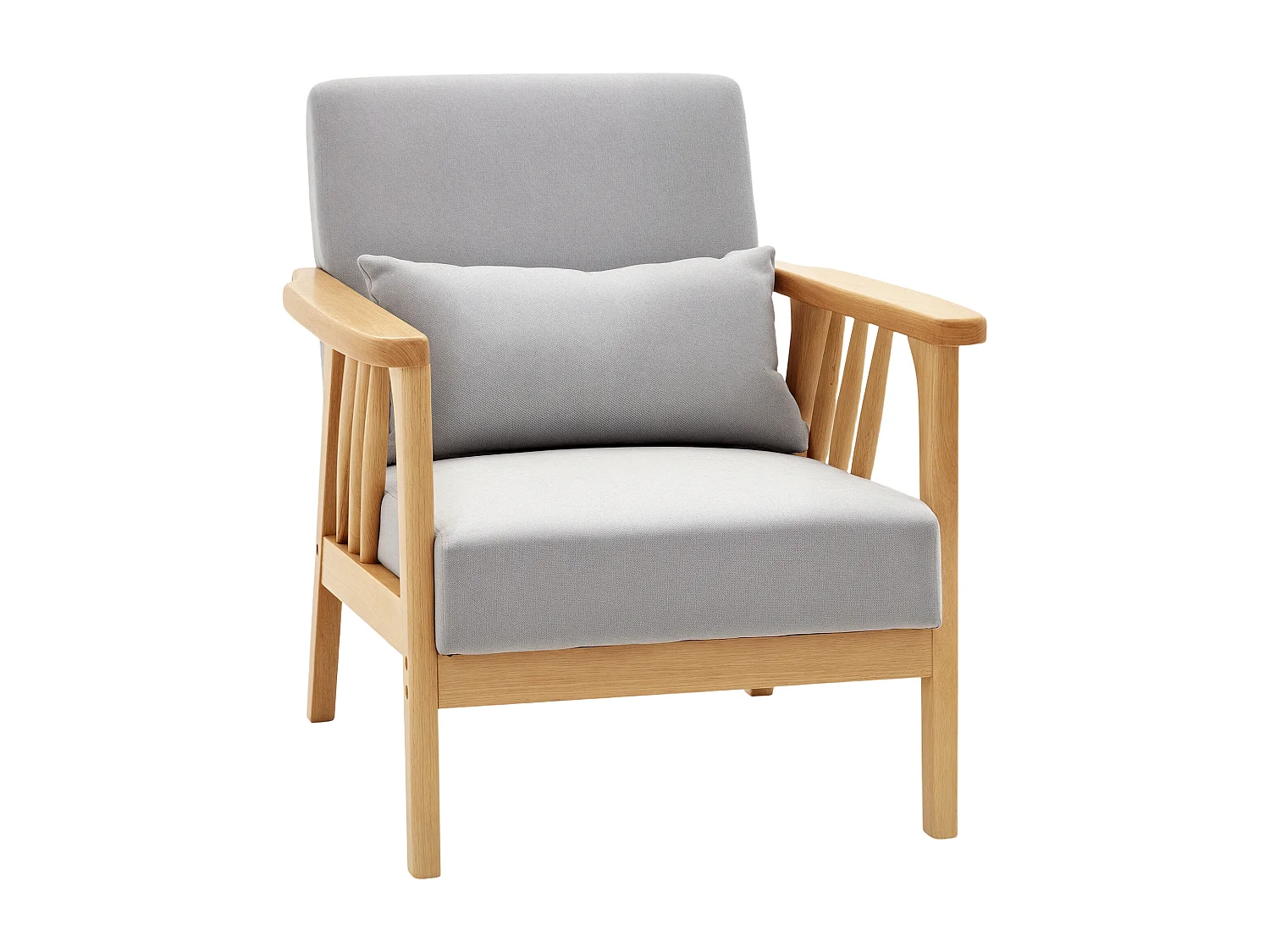 Poltrona moderna in legno con rivestimento vellutato grigio