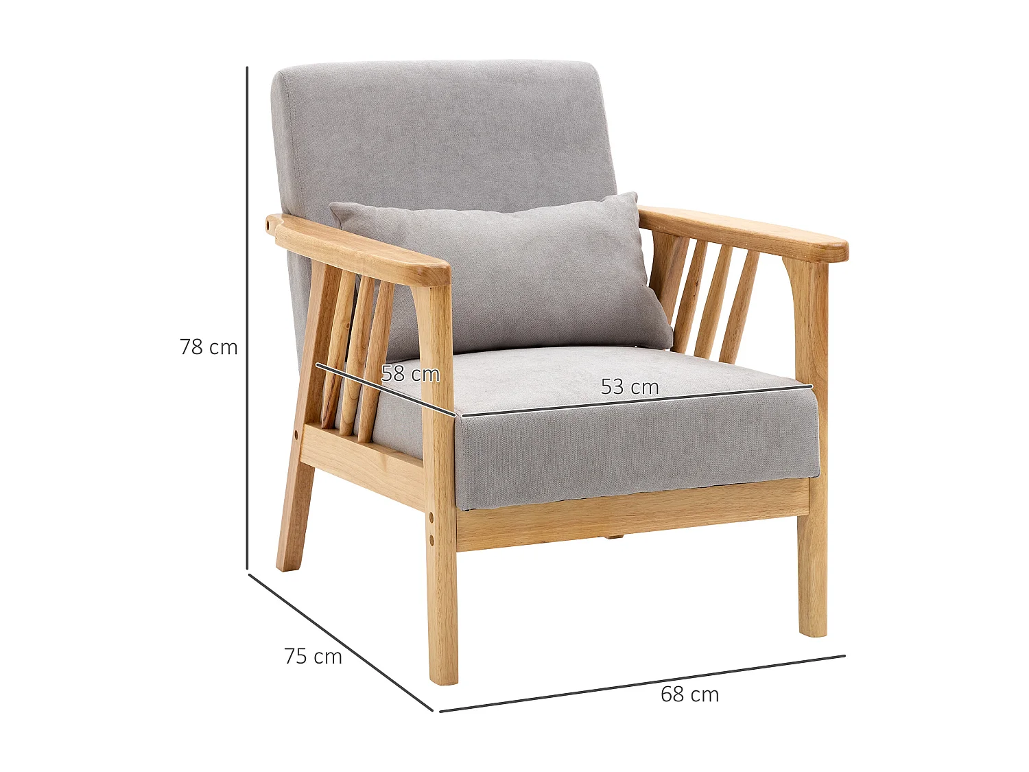 Poltrona moderna in legno con rivestimento vellutato grigio