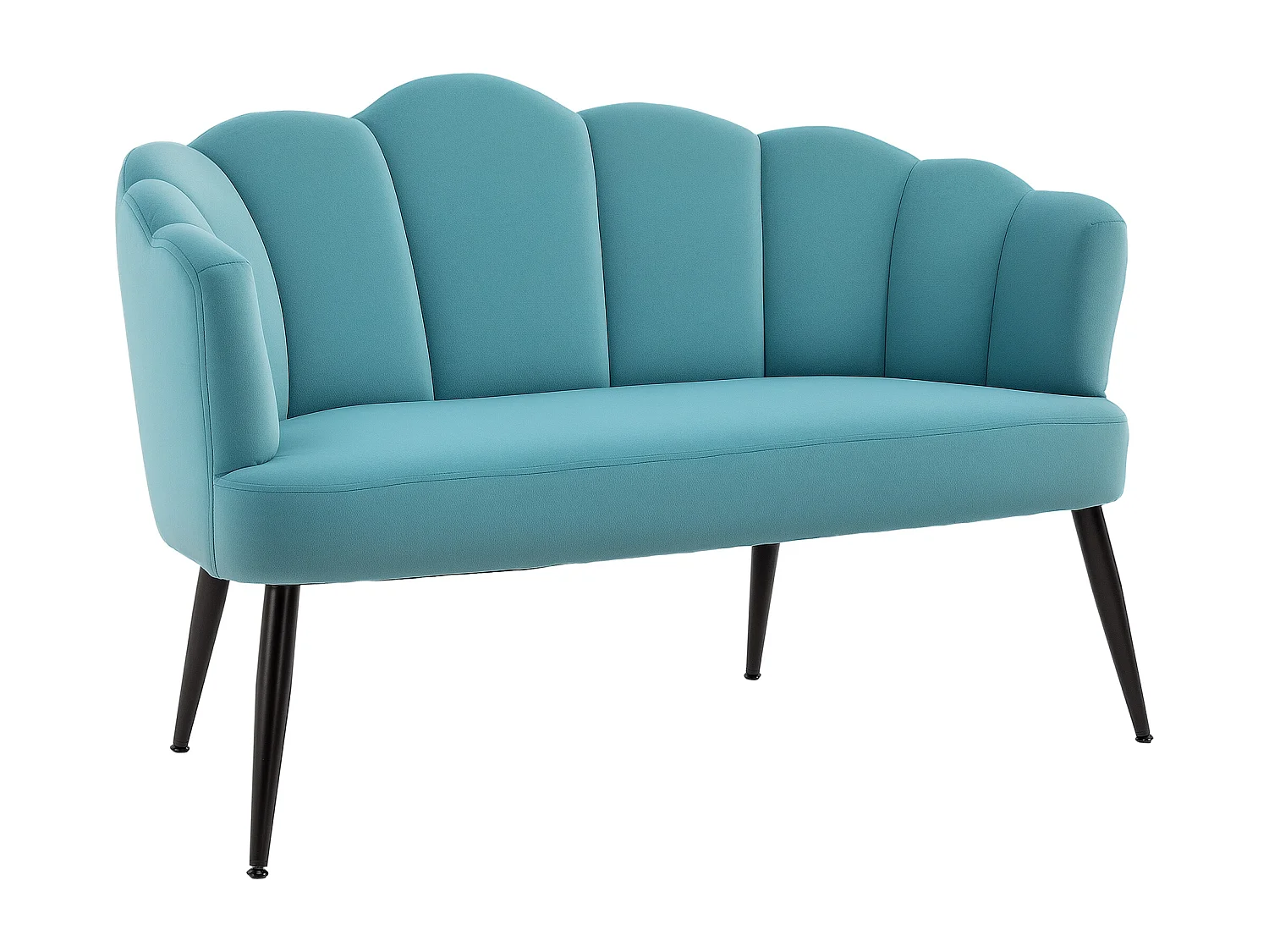 Divano 2 posti in velluto con schienale a conchiglia verde