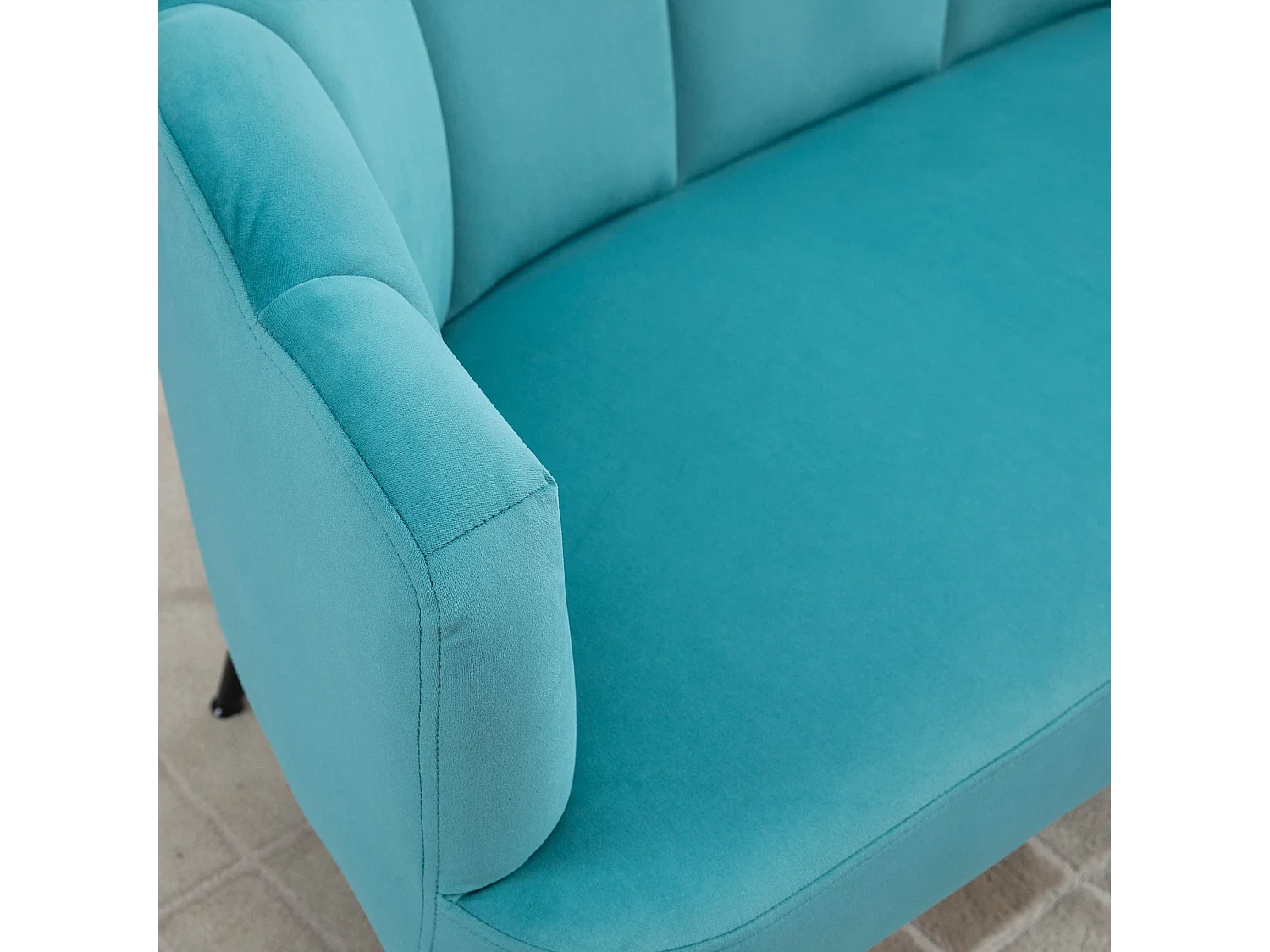 Divano 2 posti in velluto con schienale a conchiglia verde