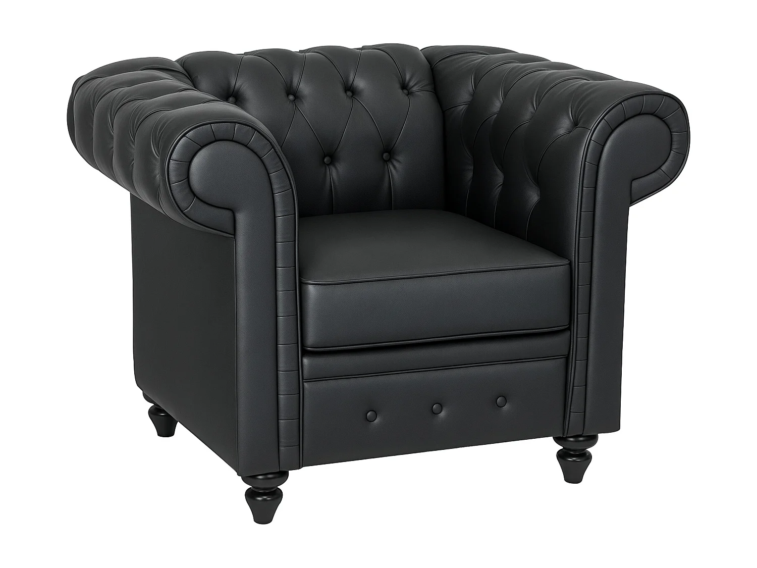 Poltrona da salotto chesterfield in finta pelle pu nero
