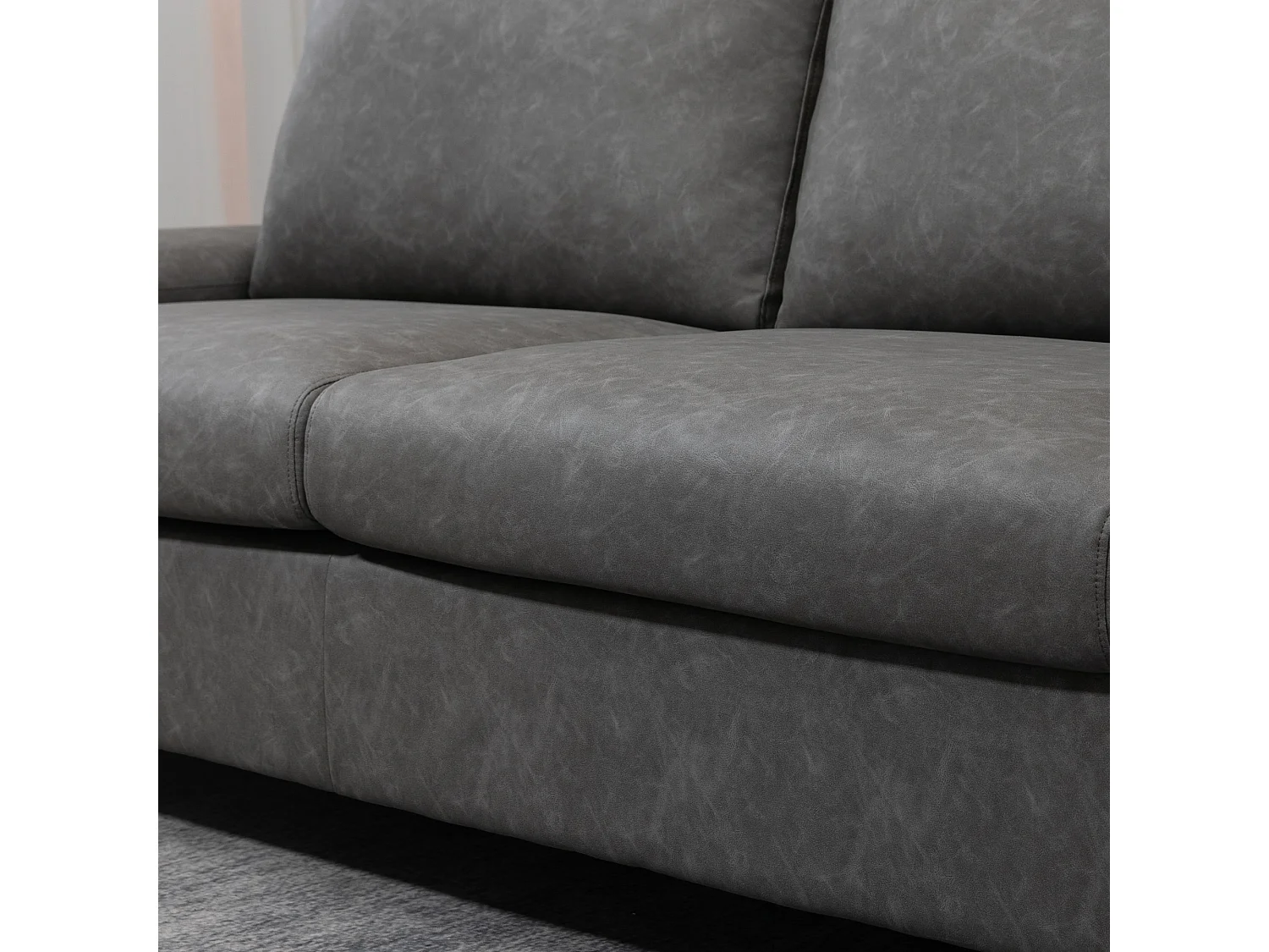 Divano 2 posti con seduta imbottita e braccioli regolabili grigio