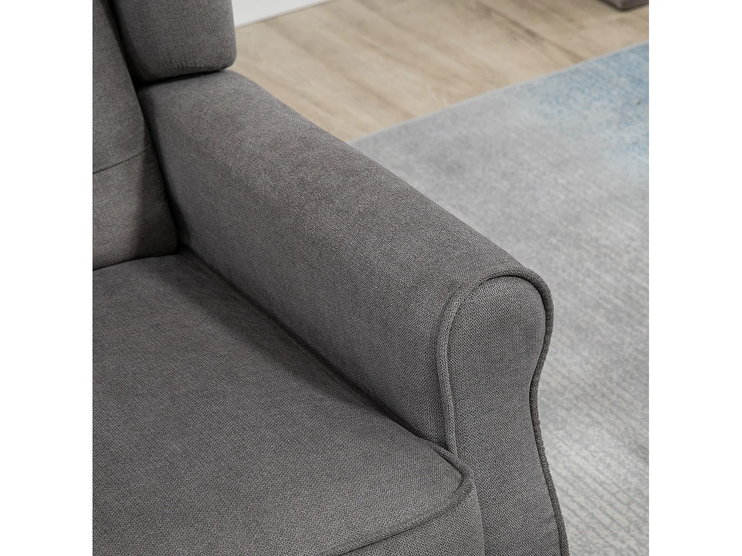 Poltrona da salotto stile francese in tessuto grigio