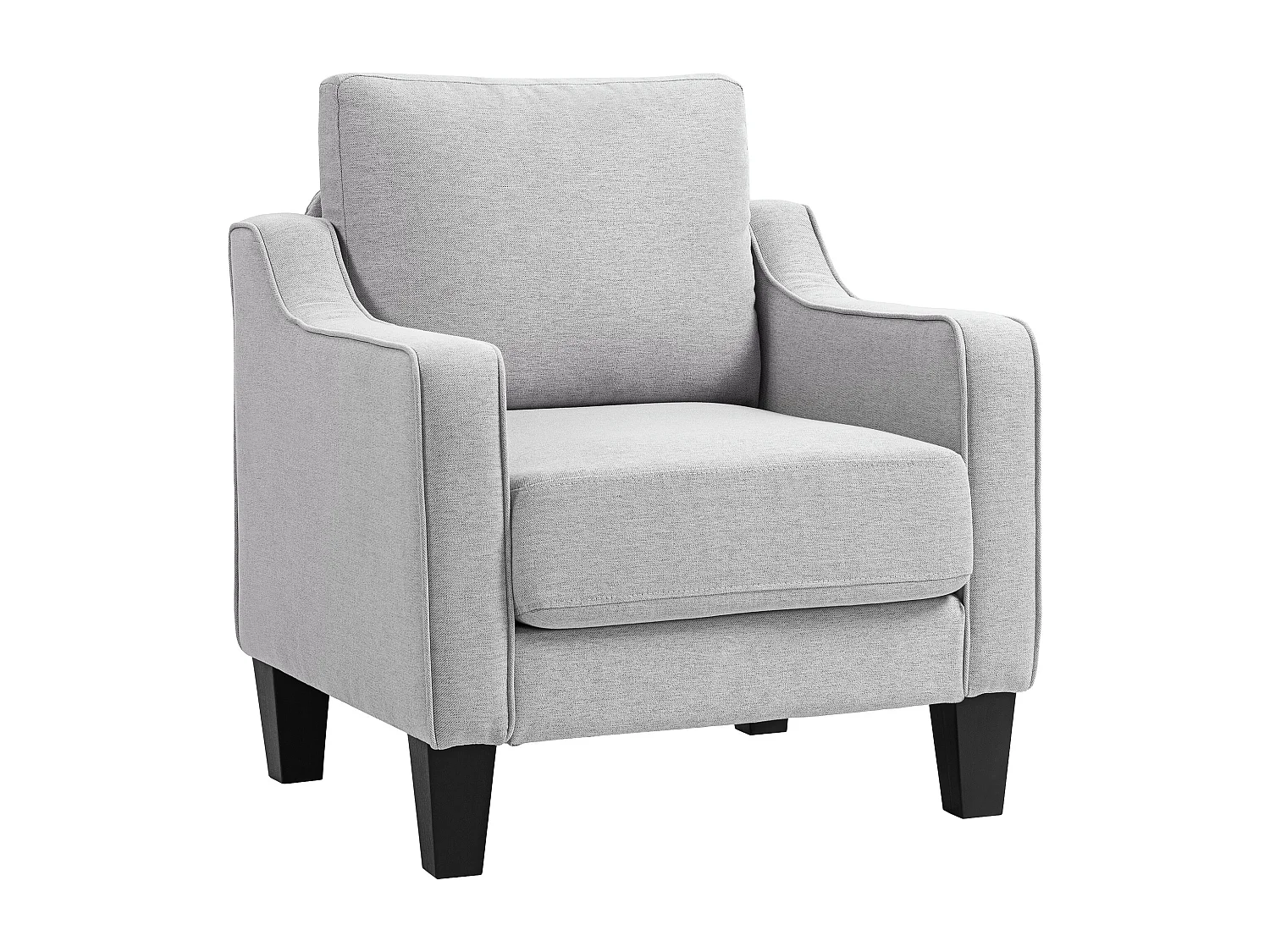 Poltrona moderna con imbottitura spessa in tessuto grigio chiaro