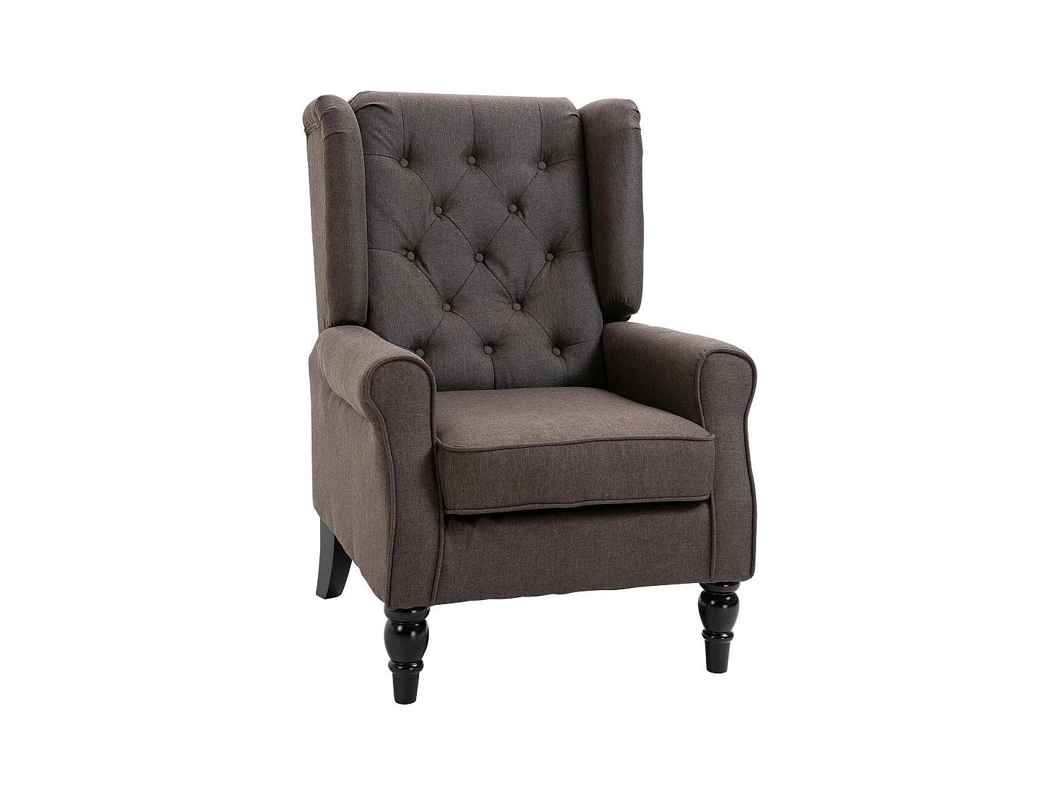 Poltrona per salotto stile francese con cuscini 74x86x102 cm marrone