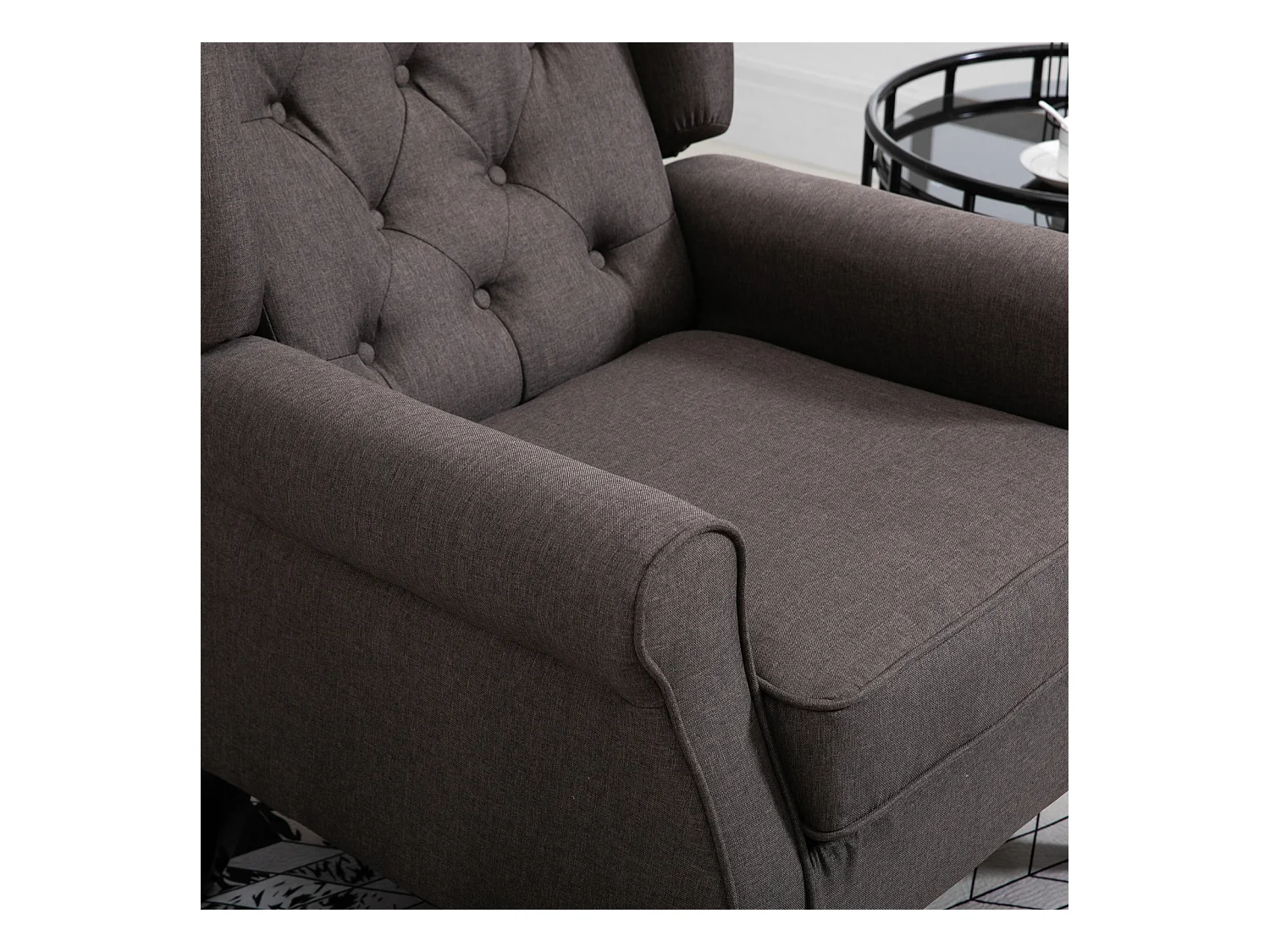 Poltrona per salotto stile francese con cuscini 74x86x102 cm marrone