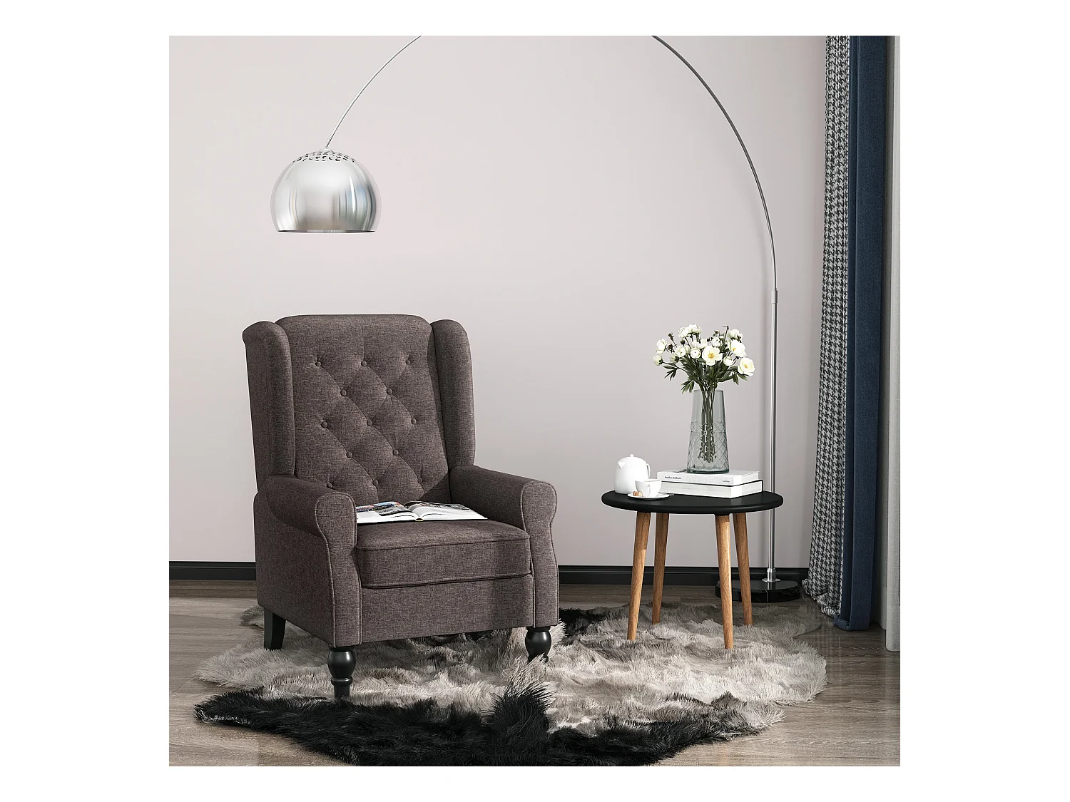 Poltrona per salotto stile francese con cuscini 74x86x102 cm marrone