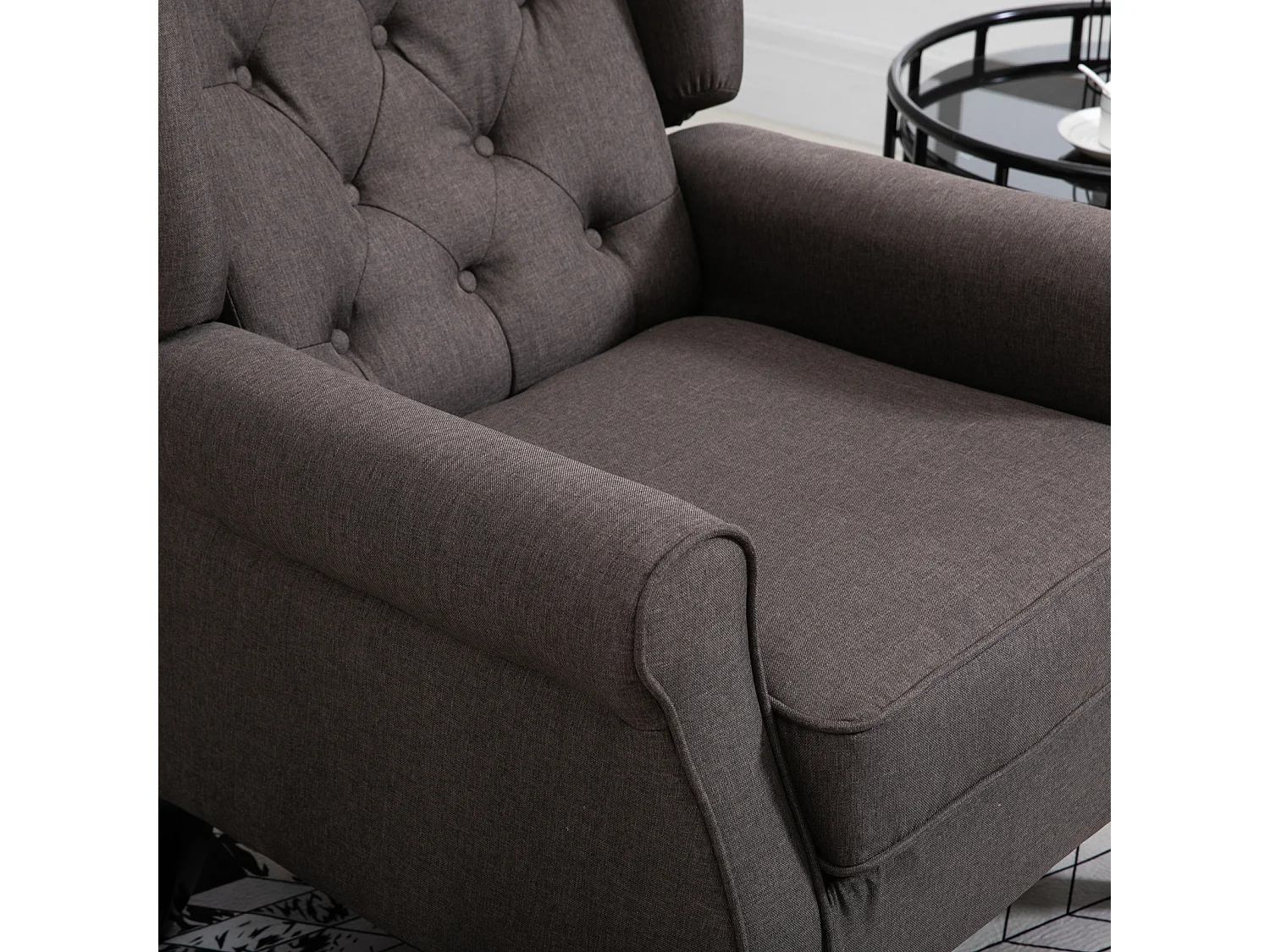 Poltrona per salotto stile francese con cuscini 74x86x102 cm marrone