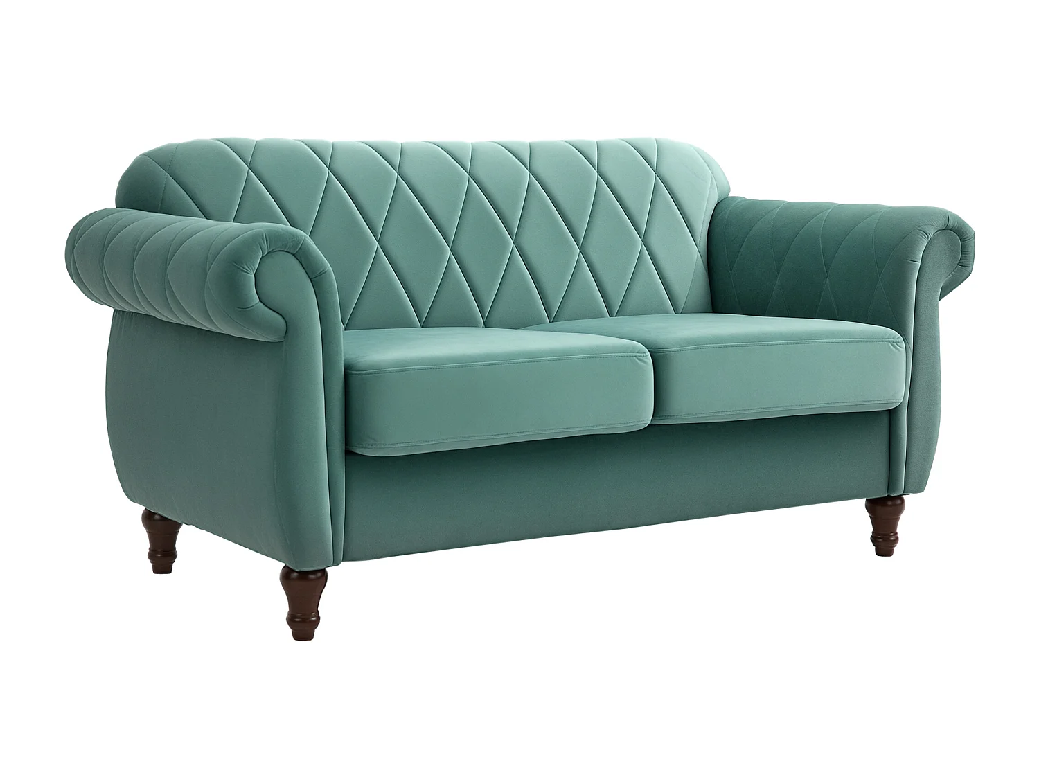 Divano 2 posti in legno e velluto spessa imbottitura verde