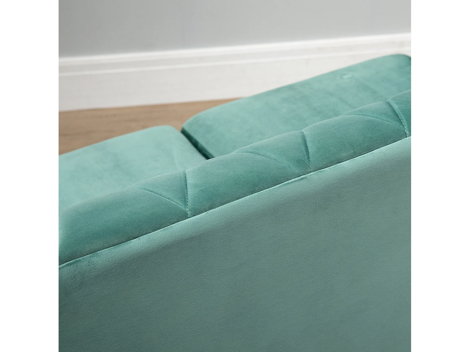 Divano 2 posti in legno e velluto spessa imbottitura verde