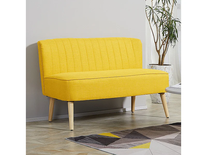 Divano 2 posti moderno senza braccioli in tessuto giallo