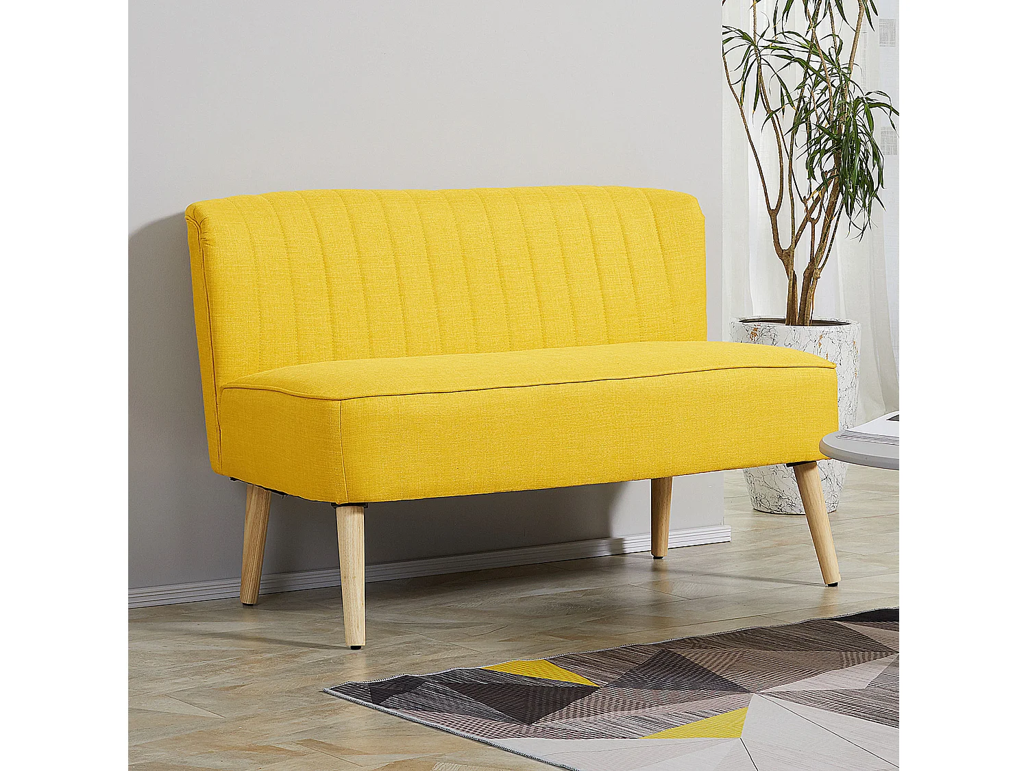 Divano 2 posti moderno senza braccioli in tessuto giallo