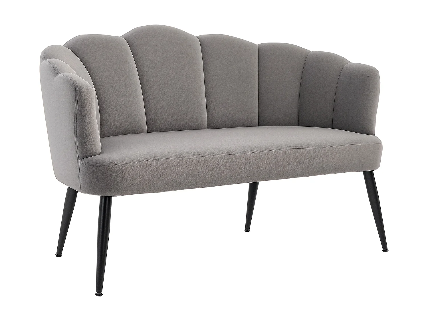 Divano 2 posti in velluto con schienale a conchiglia grigio