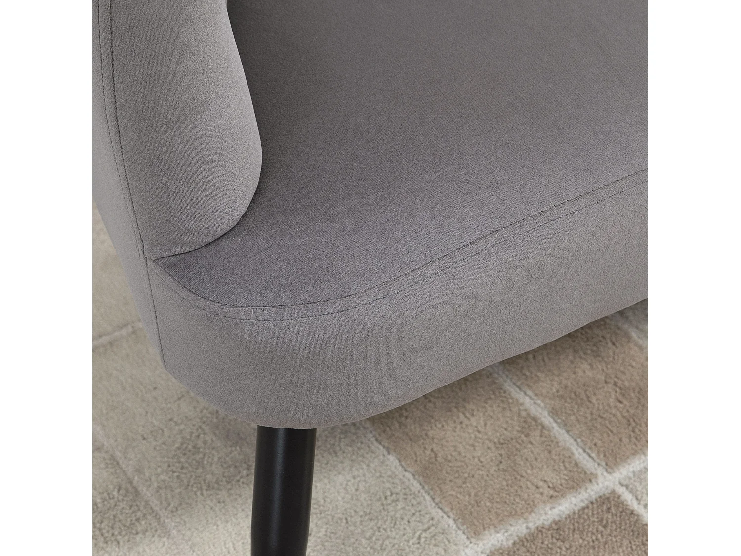 Divano 2 posti in velluto con schienale a conchiglia grigio